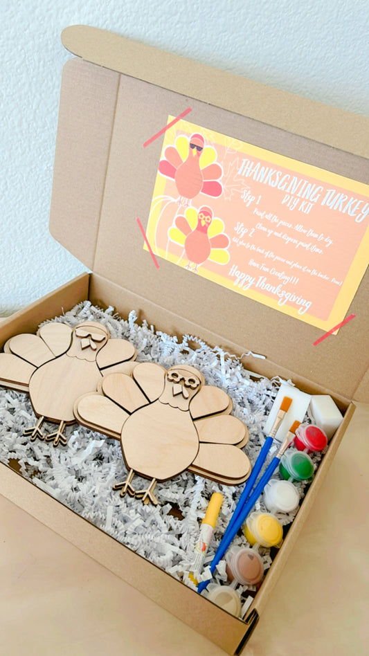 Turkey Craft Kit, Thanksgiving DIY Paint Kit, Fall Kids Craft Kit