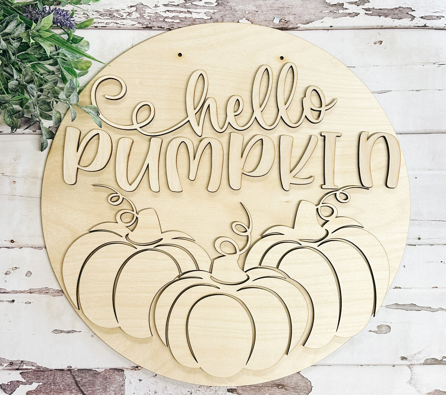 Hello Pumpkin Door Hanger • Fall Thanksgiving Round Door Hange