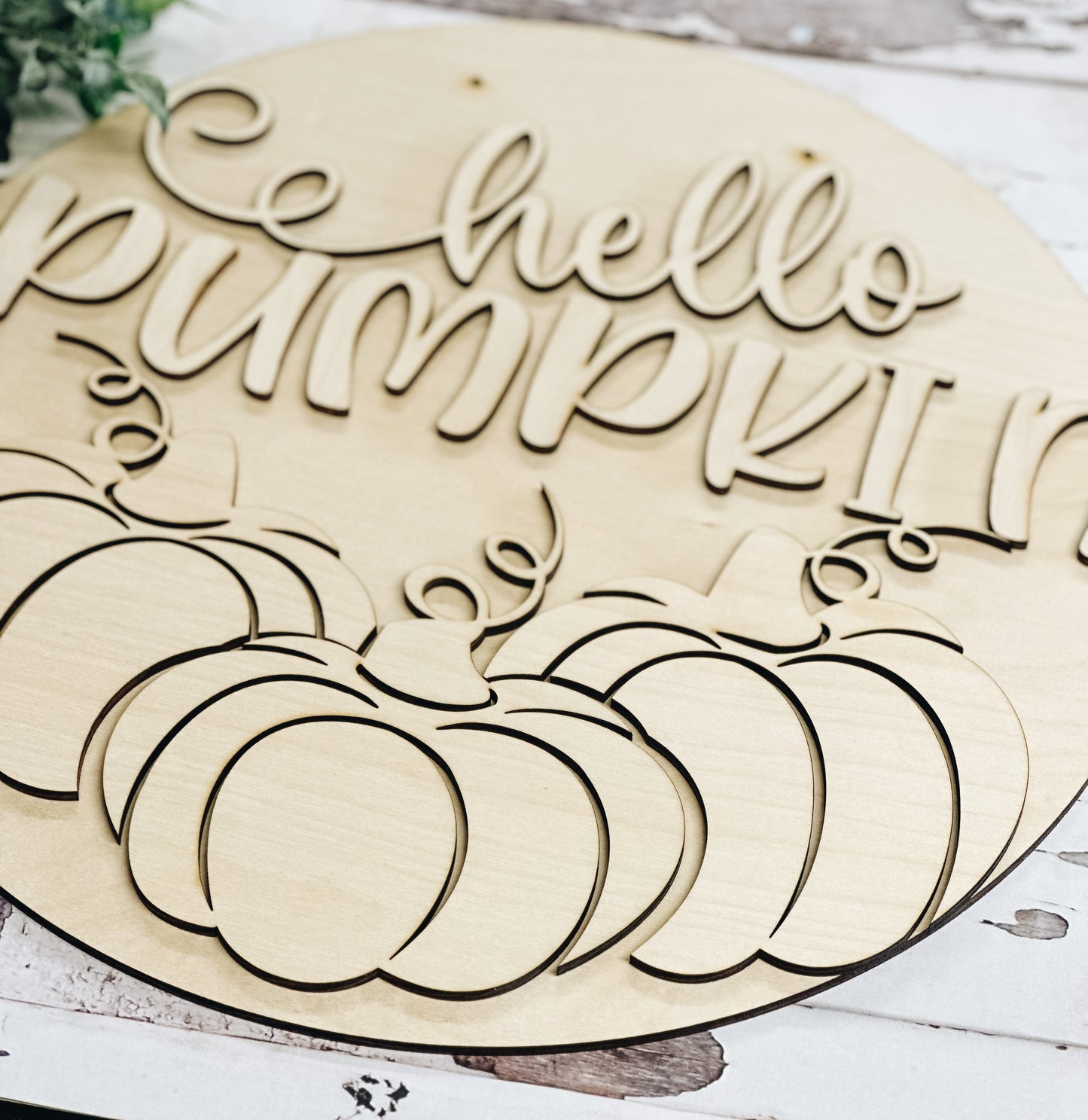 Hello Pumpkin Door Hanger • Fall Thanksgiving Round Door Hange