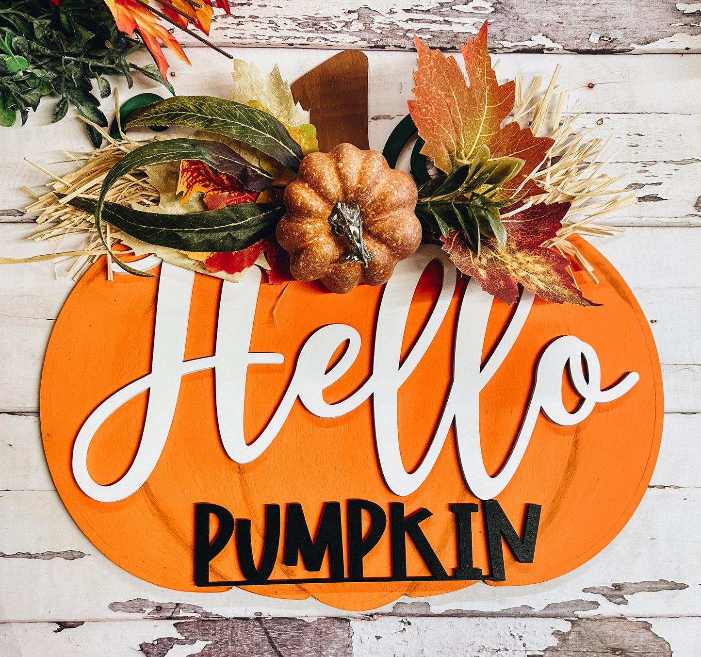 Hello Pumpkin Door Hanger • Fall Thanksgiving Round Door Hange