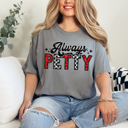 Always Petty Red & Black Checkered Faux Embroidery