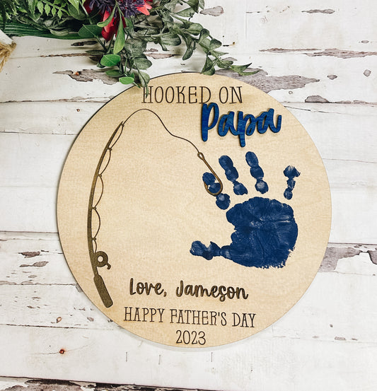 Fishing Handprint Sign for Fathers Day
