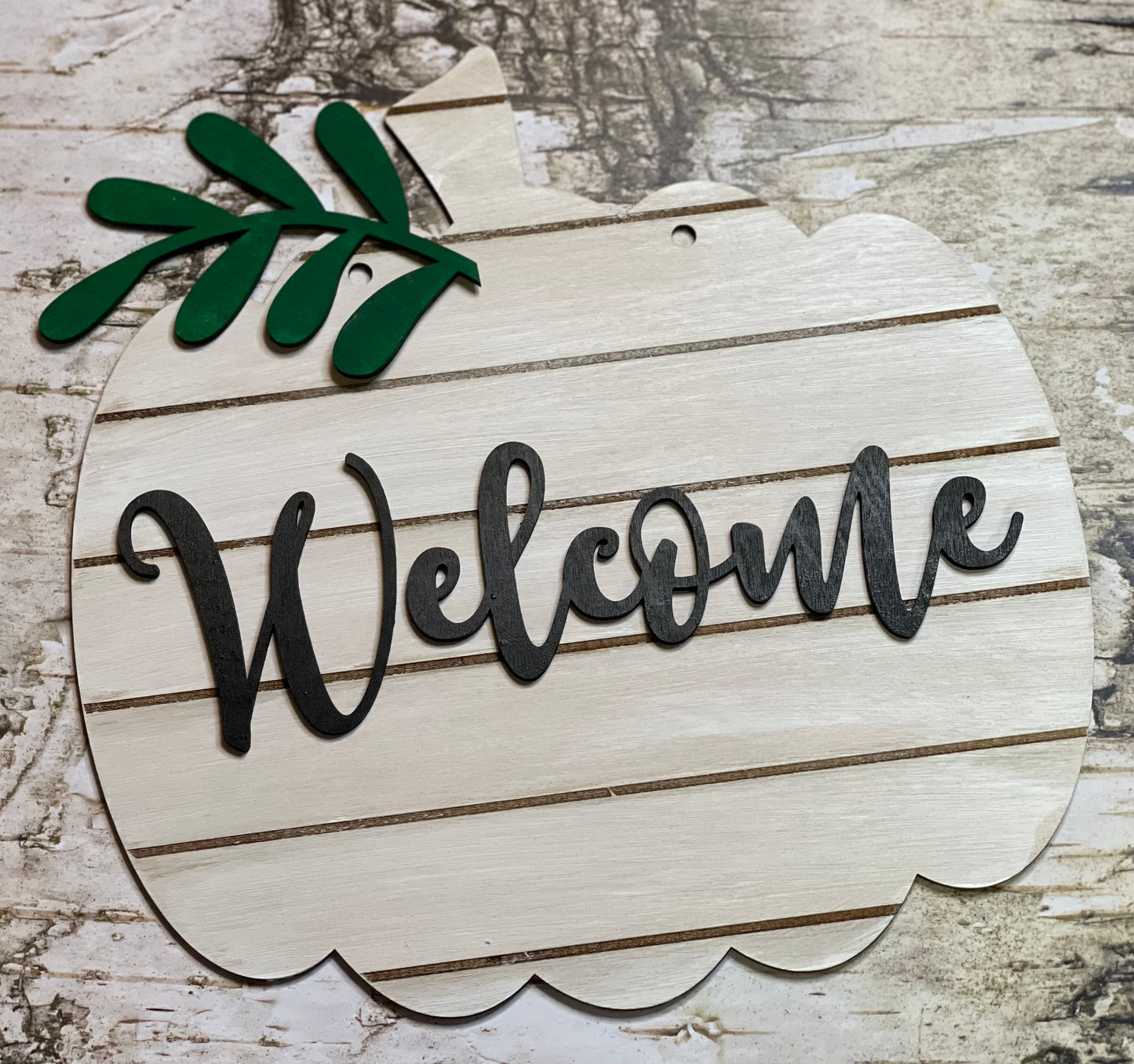 Welcome Pumpkin Wood Door Hanger • Fall Door Hanger •