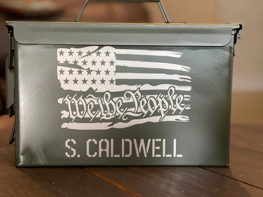 Personalized Ammo Can - We the People Flag