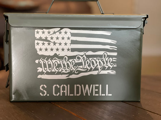 Personalized Ammo Can - We the People Flag