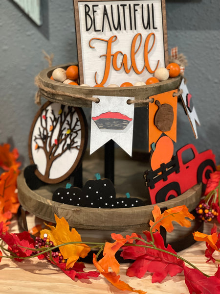 Halloween and Thanksgiving Tier Tray Decor * Reversible * Fall