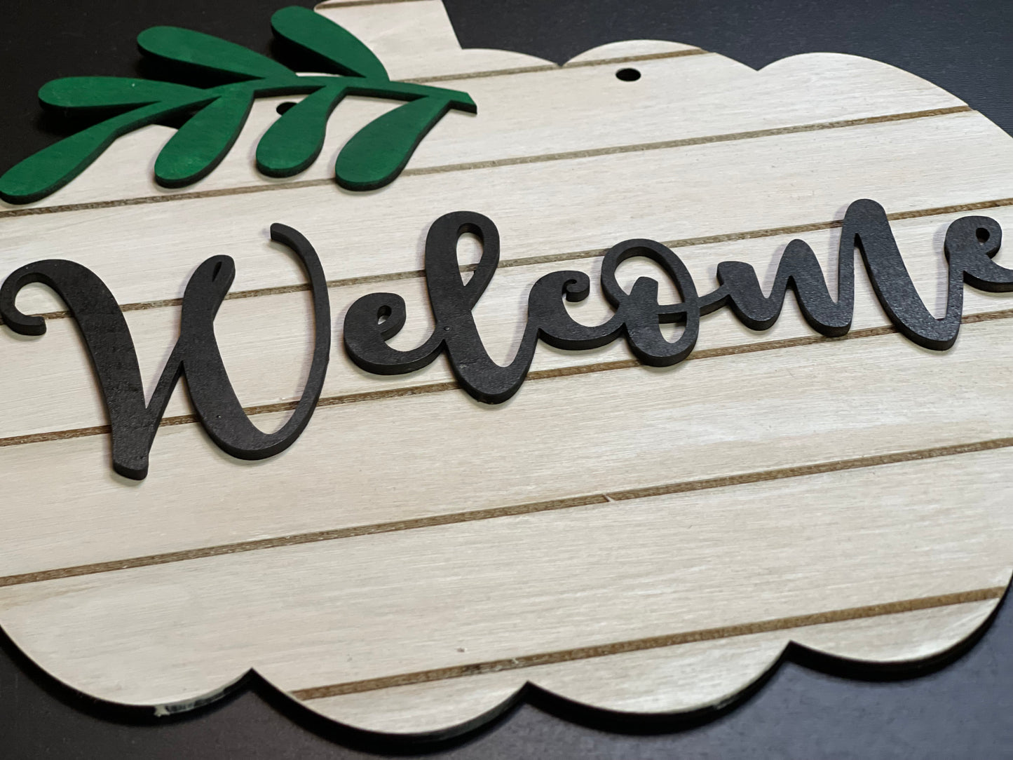 Welcome Pumpkin Wood Door Hanger • Fall Door Hanger •